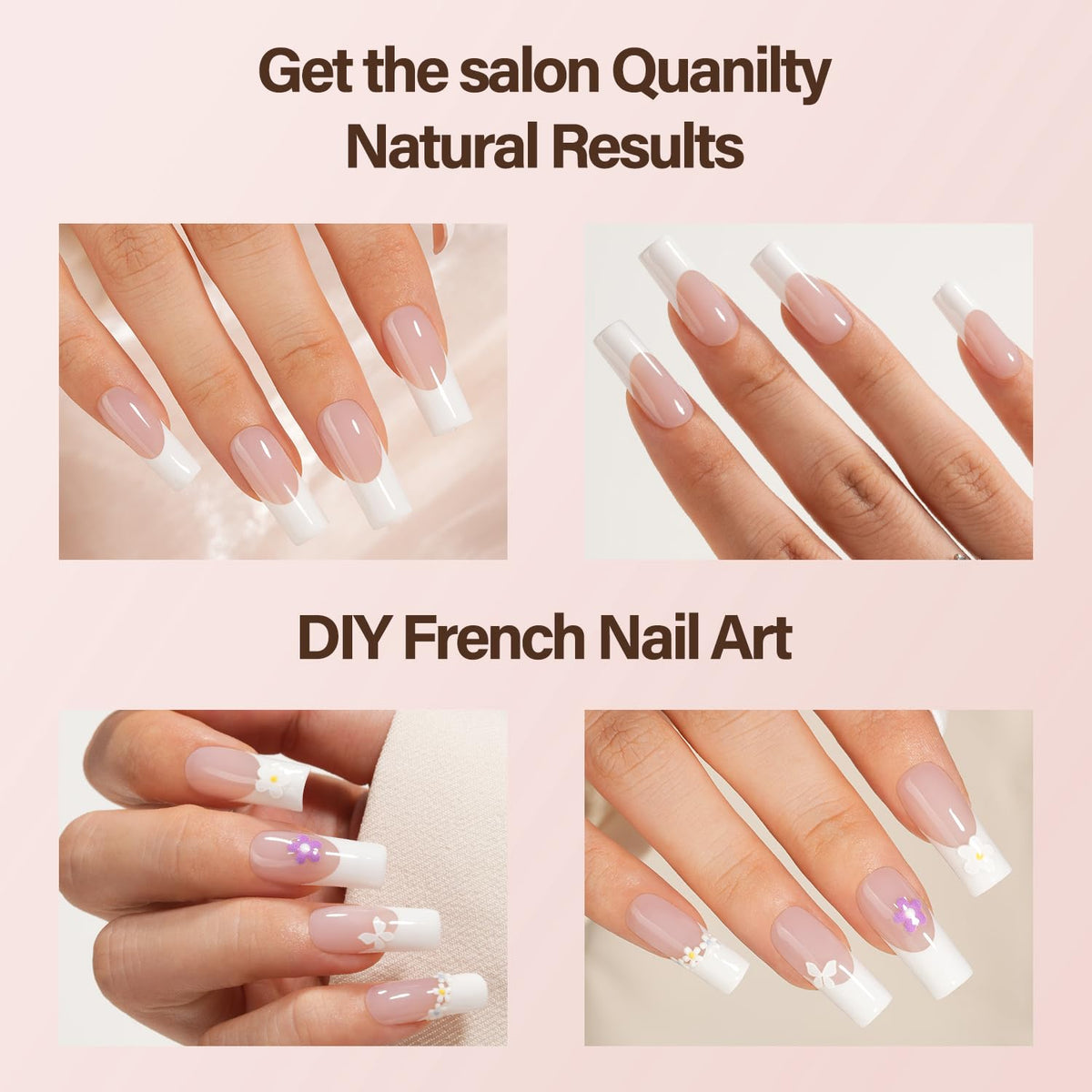 Close-up of Vansiho pink long square fake nails
