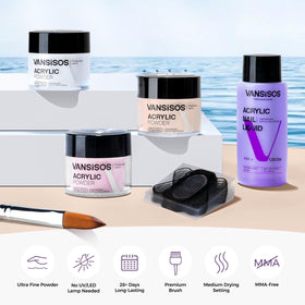 Close-up of VANSISOS nail tips and glitter powders