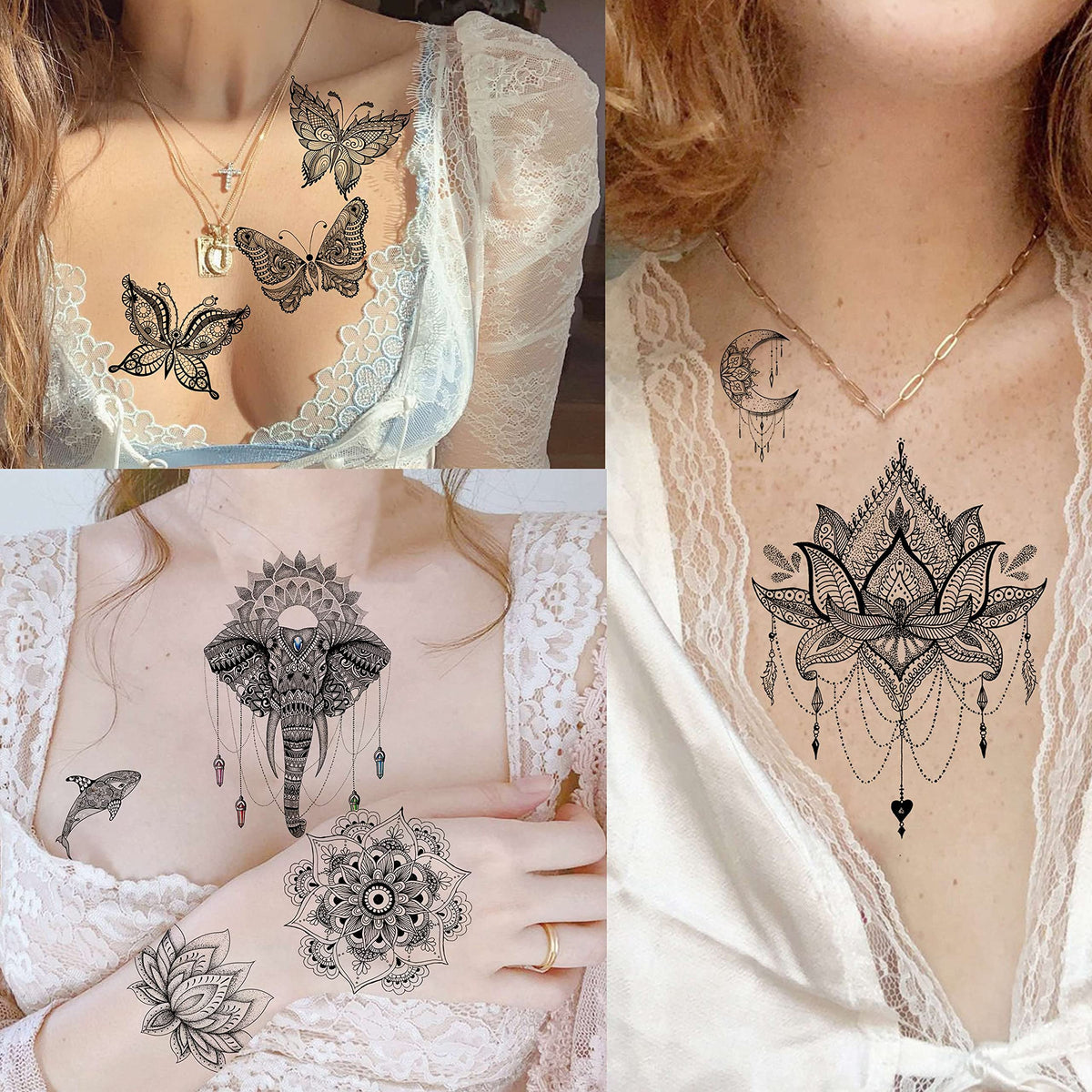 Close-up of VANTATY temporary tattoos showing intricate details
