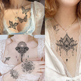Close-up of VANTATY temporary tattoos showing intricate details