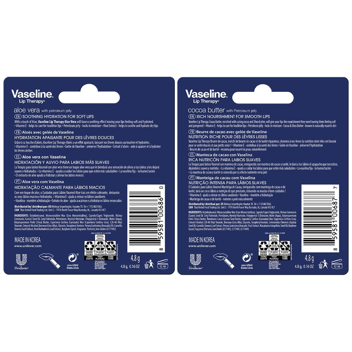 Close-up of Vaseline Original Lip Balm stick