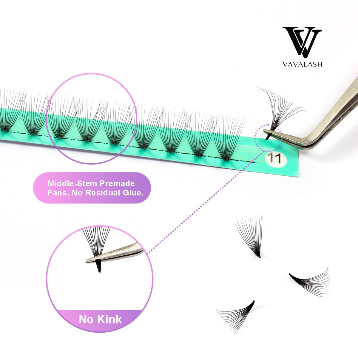 Close-up of VAVALASH 14D 0.05 thickness lash fans