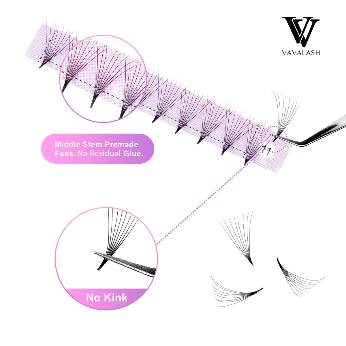 Close-up of VAVALASH 8D Eyelash Extensions with matte finish