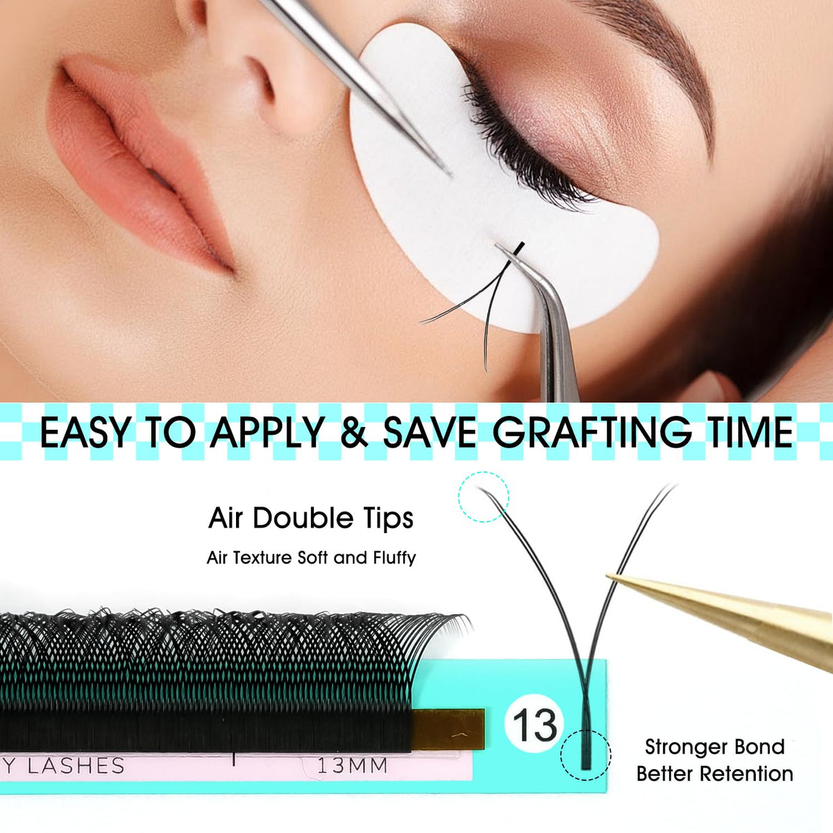 Close-up of VAVALASH Y Lash Extensions C Curl 0.07mm lashes