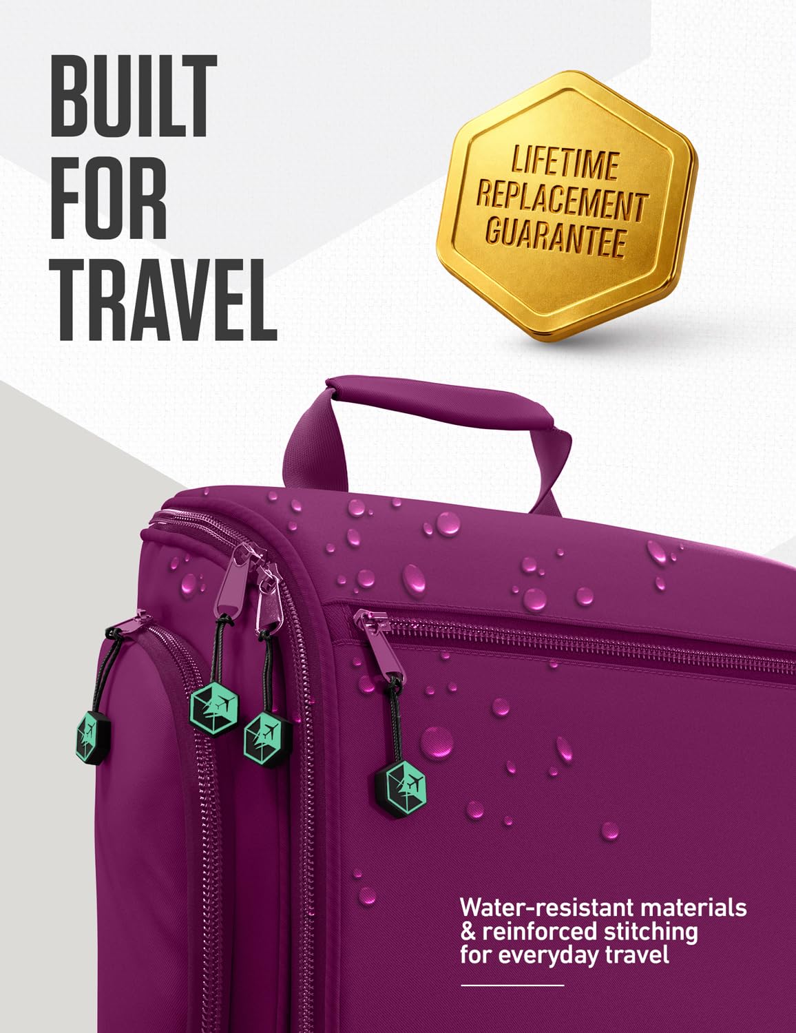 Close-up of VENTURE 4TH Hanging Travel Toiletry Bag water-resistant material