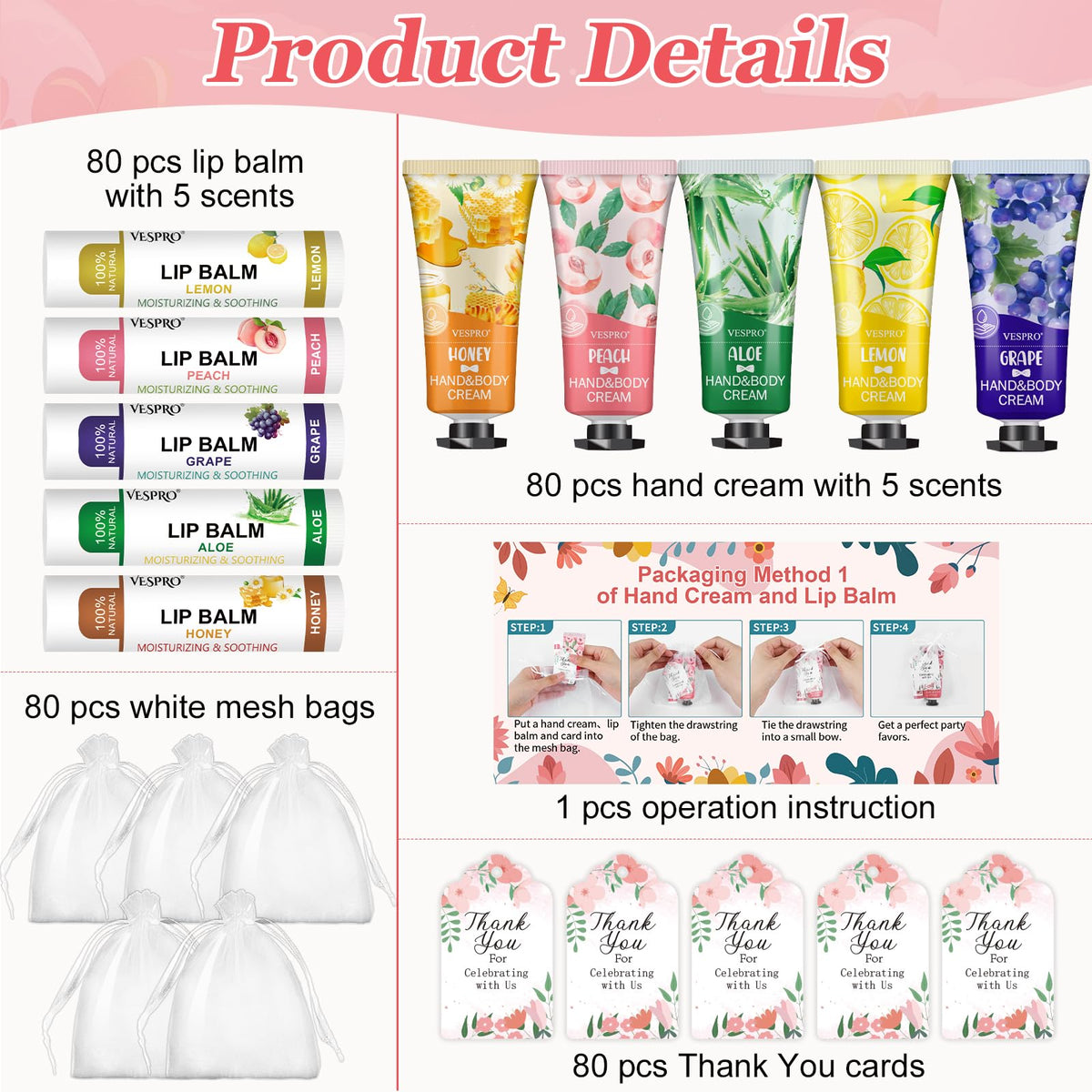 Close-up of VESPRO hand creams in various fragrances