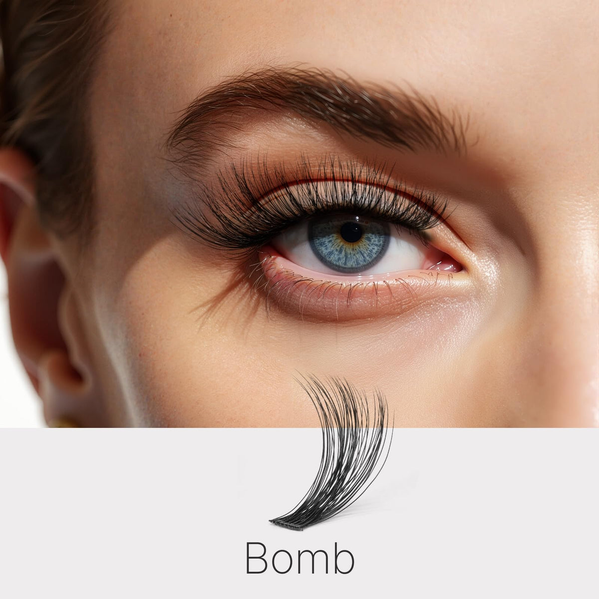 Close-up of VEYESBEAUTY Bomb Lash Clusters showing different lash lengths