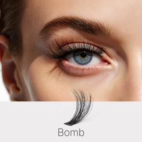 Close-up of VEYESBEAUTY Bomb Lash Clusters showing different lash lengths
