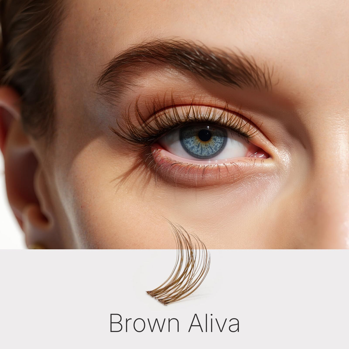 Close-up of VEYESBEAUTY brown lash clusters showing texture