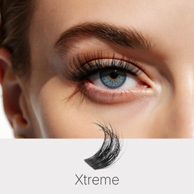 Close-up of VEYESBEAUTY lash clusters in tray
