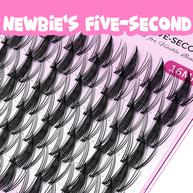 Close-up of VEYESBEAUTY lash clusters showing individual lashes