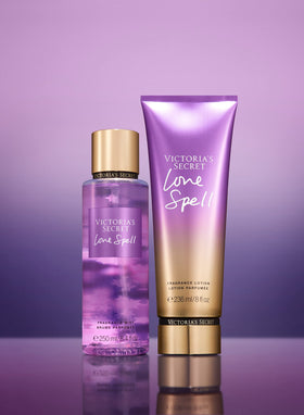 Close-up of Victoria's Secret Love Spell Mist bottle
