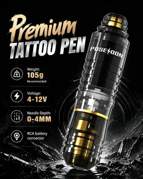 Close-up of Vidattx POSEIDON Tattoo Pen and cartridges