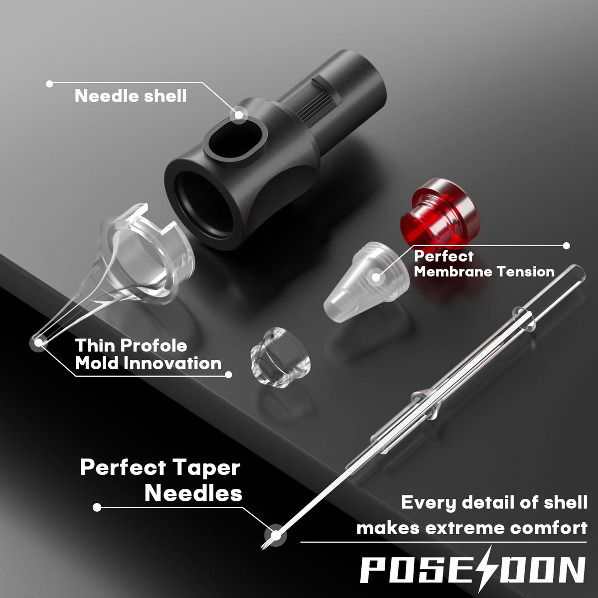Close-up of Vidattx tattoo cartridge needle sharpness