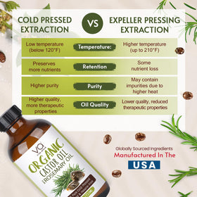 Close-up of VITAL AFFAIR Organic Castor Oil with Rosemary Oil bottle label