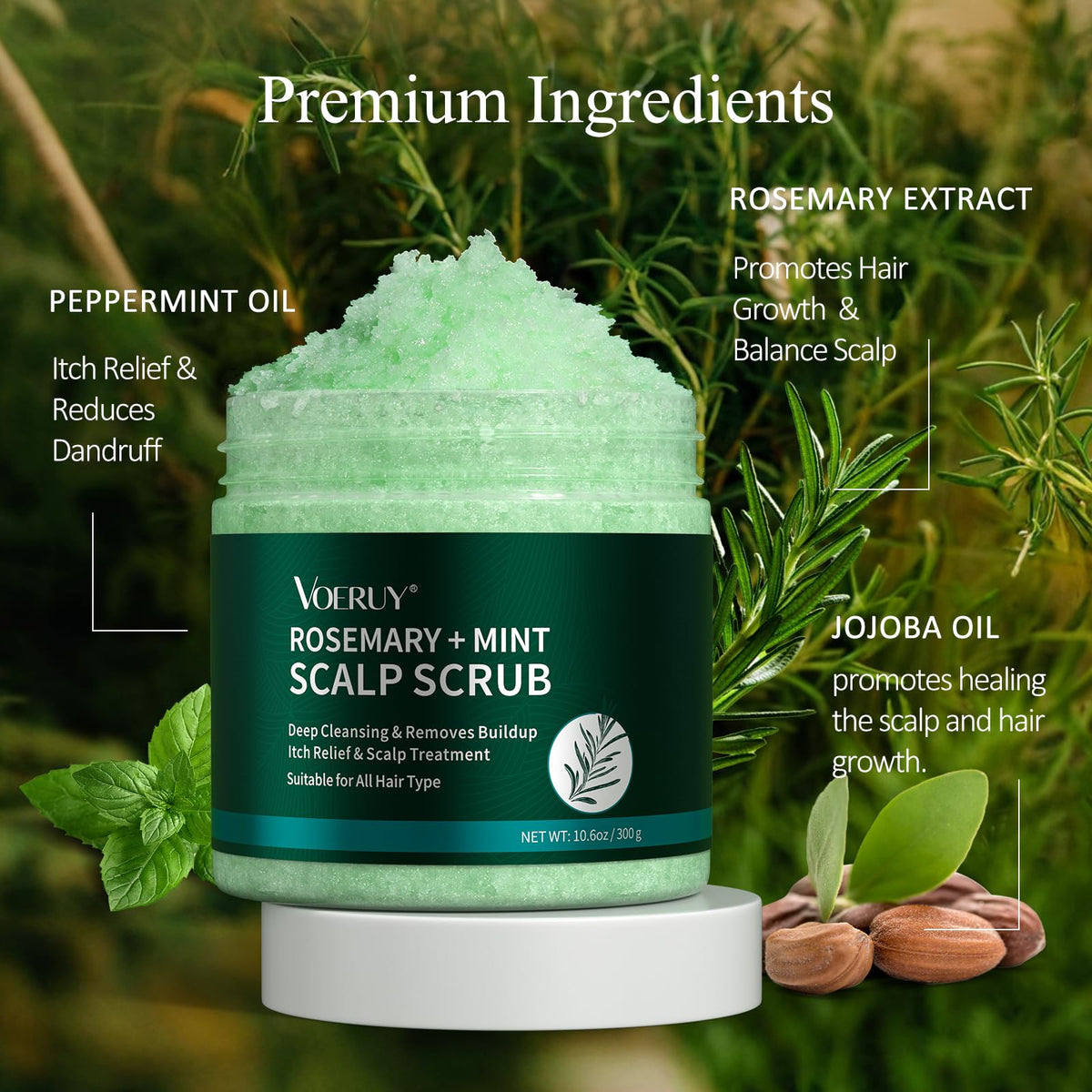 Close-up of VOERUY Scalp Scrub texture