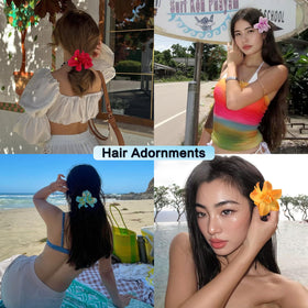 Close-up of VRbeatter Hawaiian Flower Hair Clip with phalaenopsis design