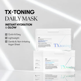 Close-up of VT COSMETICS TX Toning Daily Mask packaging