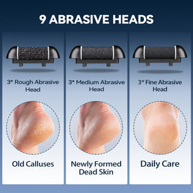 Close-up of Wea&Hea roller heads for foot care