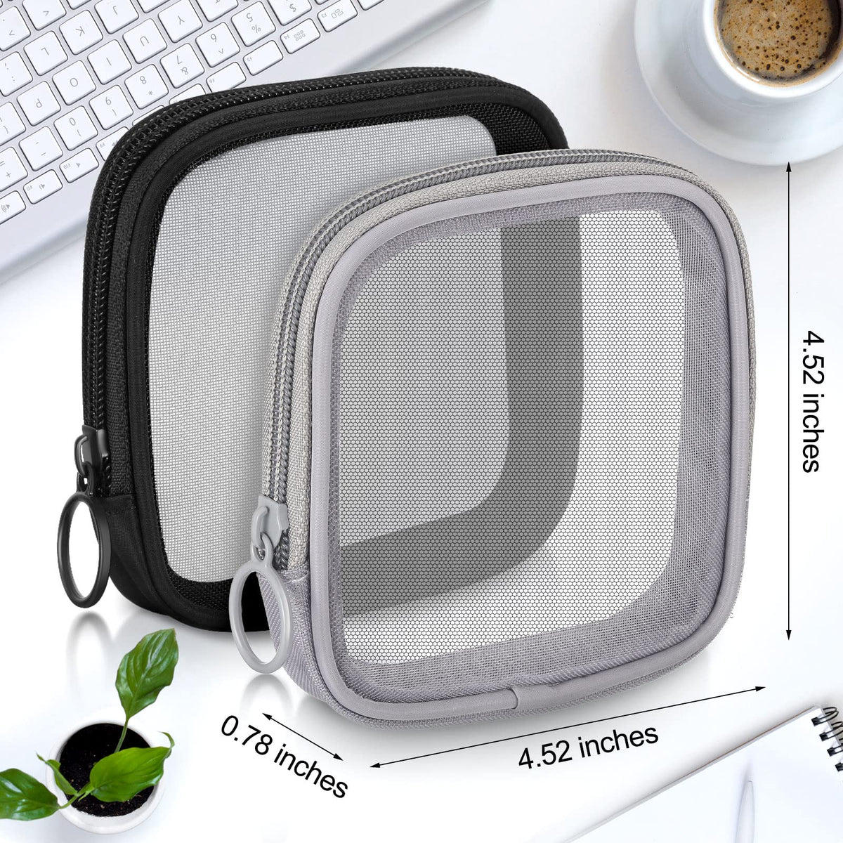 Close-up of Weewooday mesh makeup bag zipper