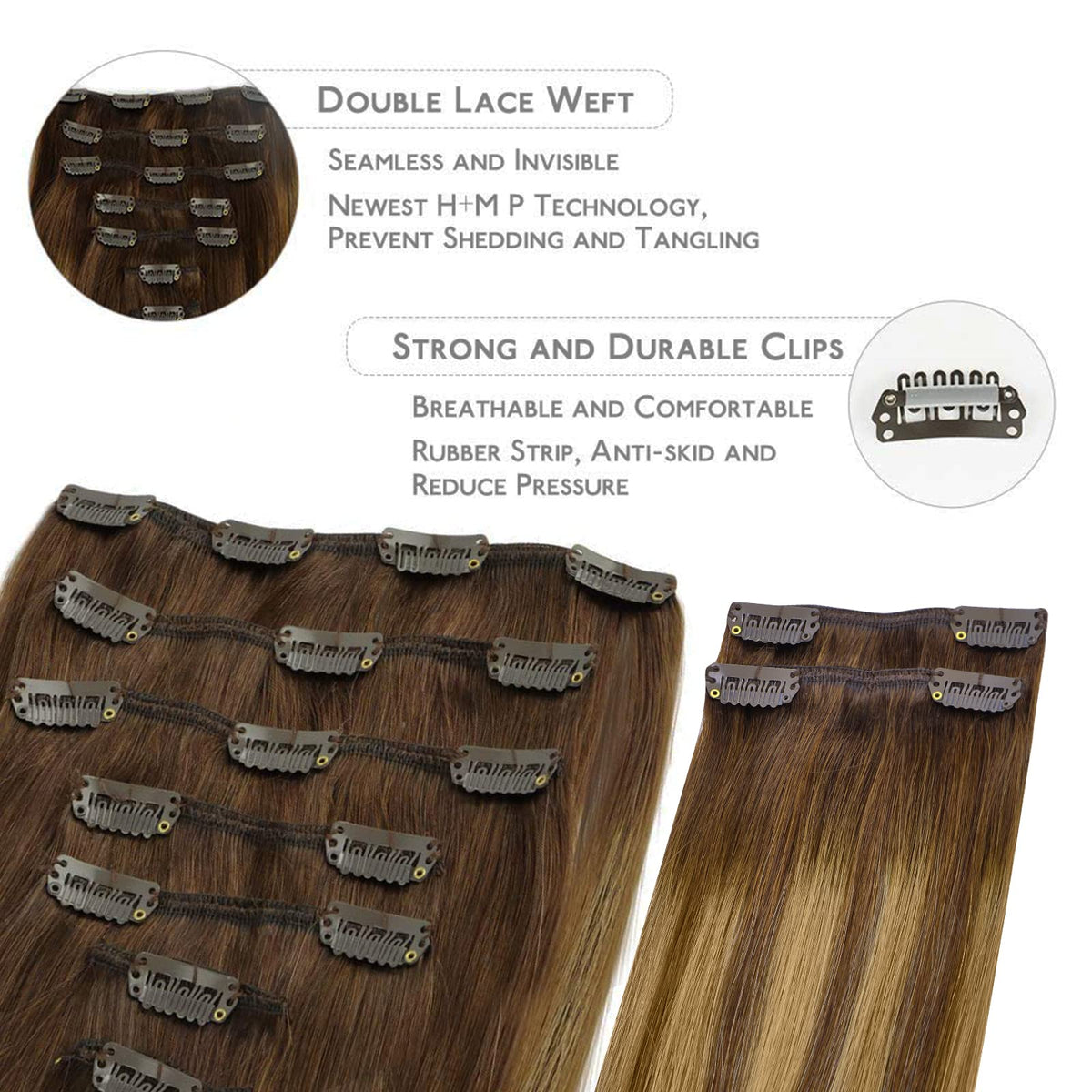 Close-up of Wennalife Clip In Hair Extensions clips