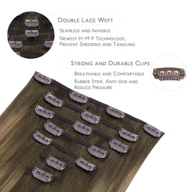 Close-up of Wennalife Clip In Hair Extensions clips and texture