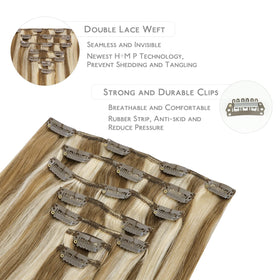 Close-up of Wennalife Clip In Hair Extensions clips and texture
