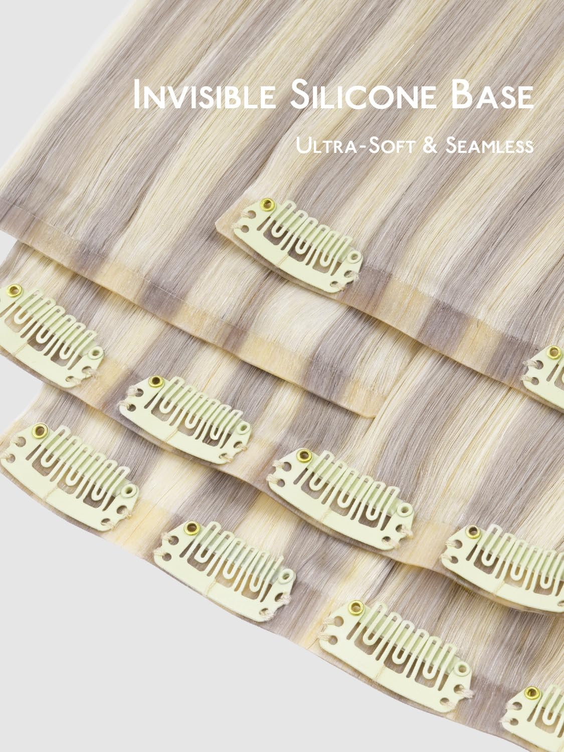 Close-up of Wennalife Clip In Hair Extensions PU weft