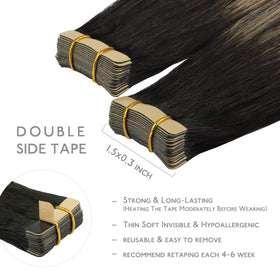 Close-up of Wennalife Tape in Hair Extensions showing the hair texture
