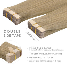 Close-up of Wennalife Tape in Hair Extensions showing the invisible tape