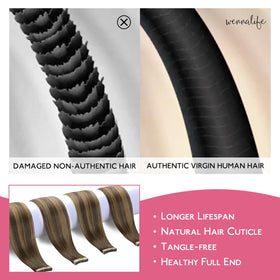 Close-up of Wennalife Tape in Hair Extensions showing the tape