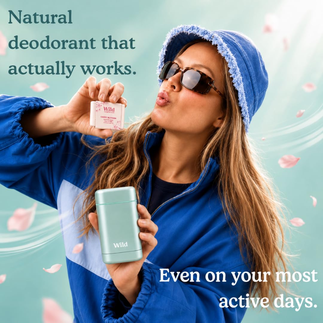 Close-up of Wild deodorant Aqua case in stylish design