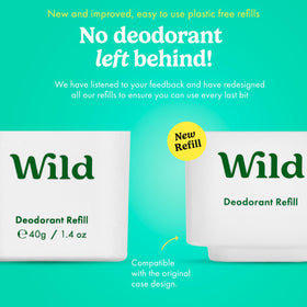 Close-up of Wild Natural Deodorant refill showing bamboo pulp packaging