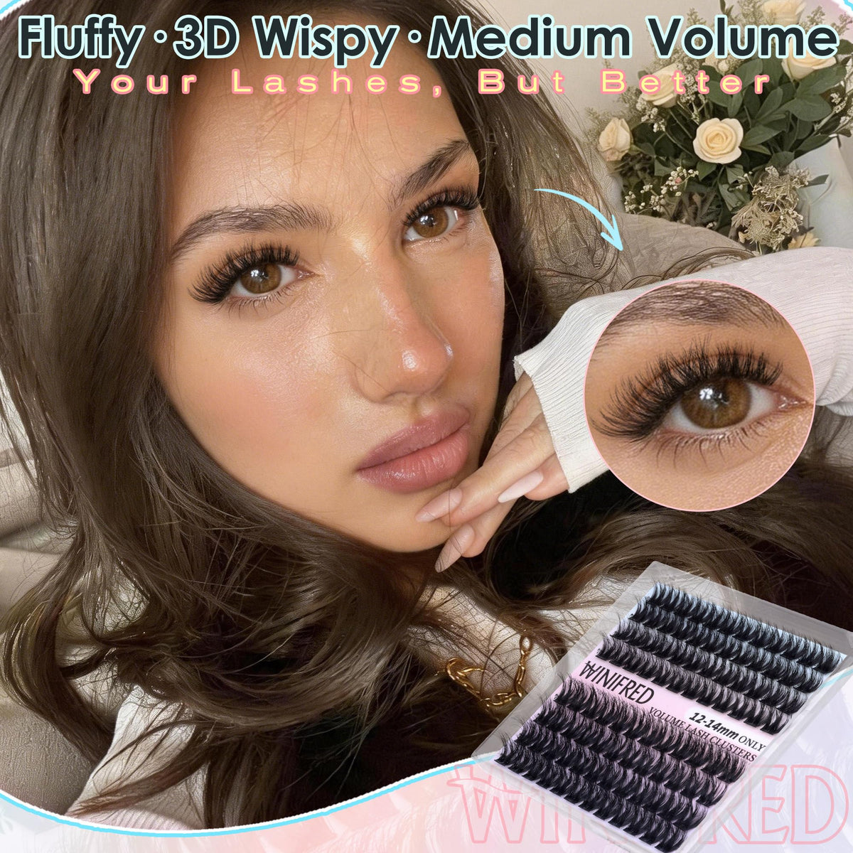Close-up of Winifred Fluffy Lash Clusters 12-14mm