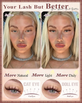 Close-up of wtvane Brown Lash Clusters with different lengths