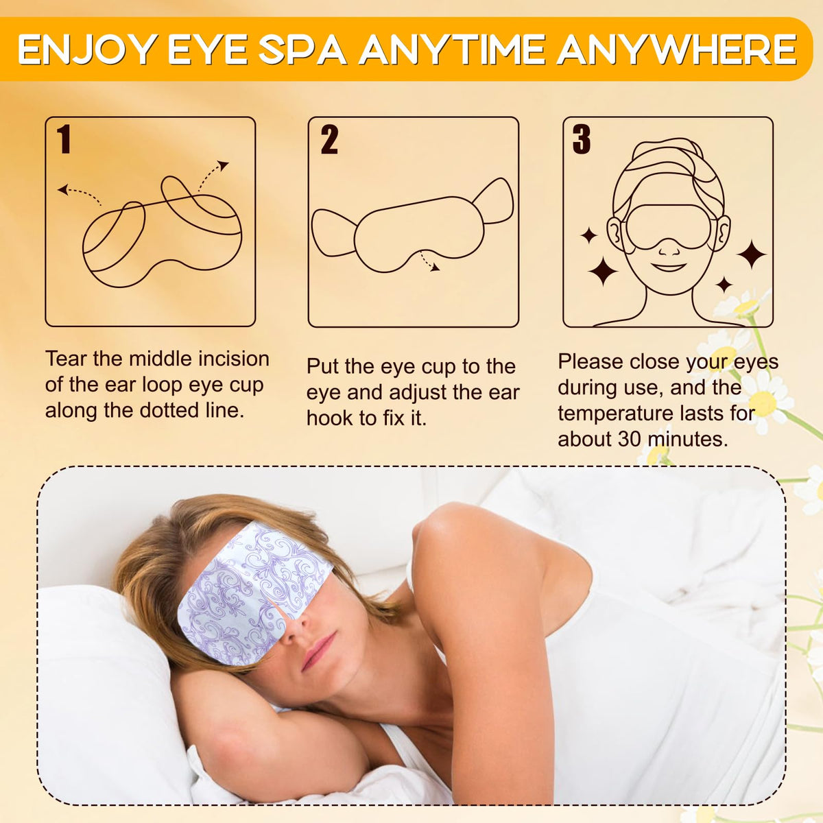 Close-up of XPCARE Steam Eye Mask showing steam release