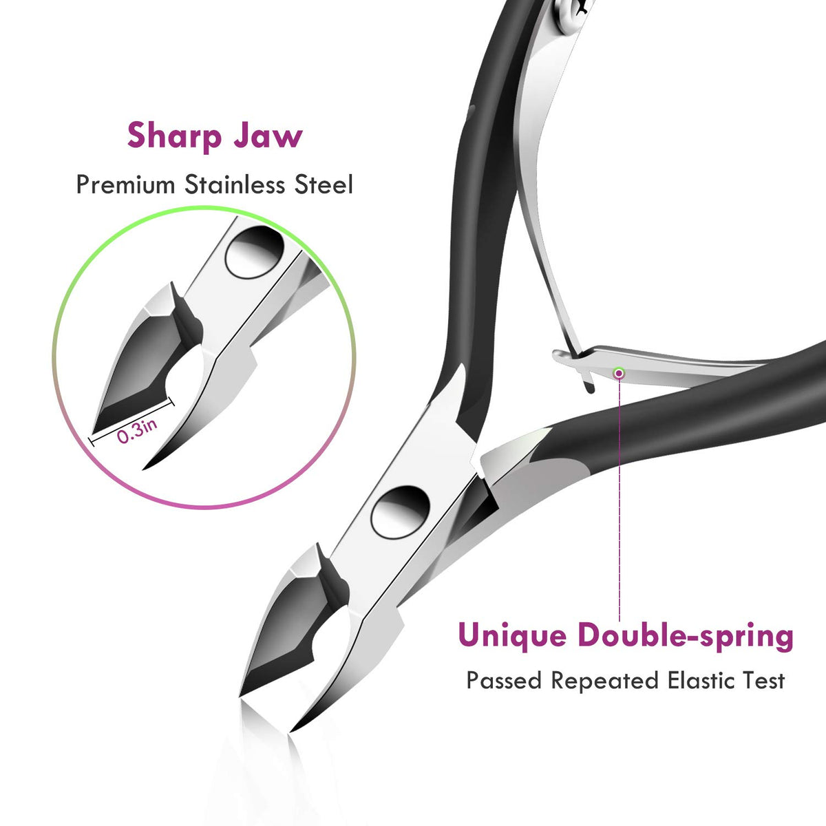 Close-up of XUNXMAS cuticle trimmer sharp head
