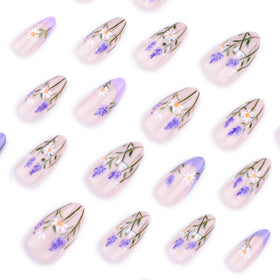 Close-up of XZMeiLun Press On Nails showing floral patterns