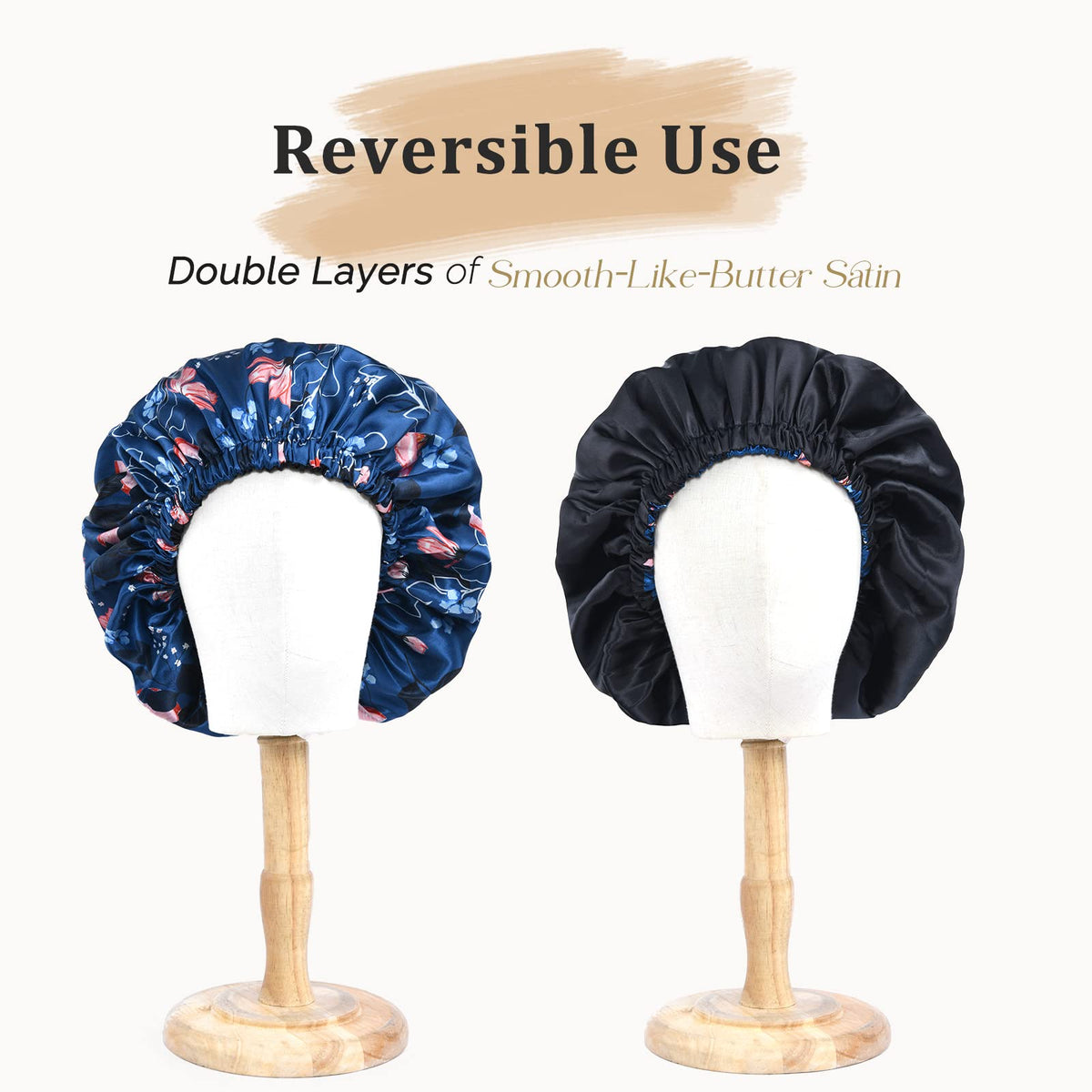 Close-up of YANIBEST Adjustable Satin Bonnet adjustable elastic band