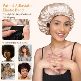Close-up of YANIBEST Adjustable Satin Bonnet adjustable strap