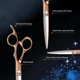 Close-up of YASAKA shears blade with precision sharpened edge