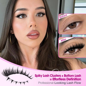 Close-up of Yawamica lash clusters showing flexibility and comfort