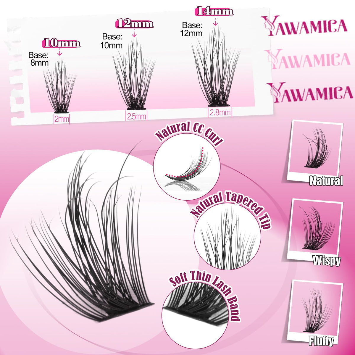 Close-up of Yawamica Wispy Lash Clusters