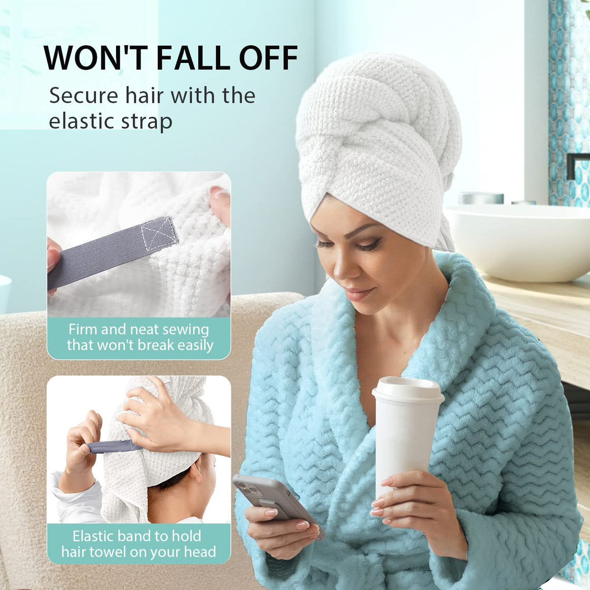 Close-up of YFONG hair towel wrap elastic band design