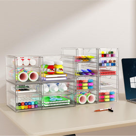 Close-up of YFXCVSL Acrylic Makeup Organizer drawers