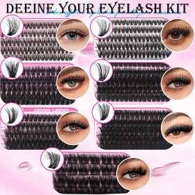 Close-up of YIDUO 30D cluster lashes in kit
