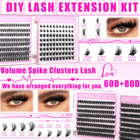 Close-up of YIDUO 40D 60D 80D lash clusters in packaging