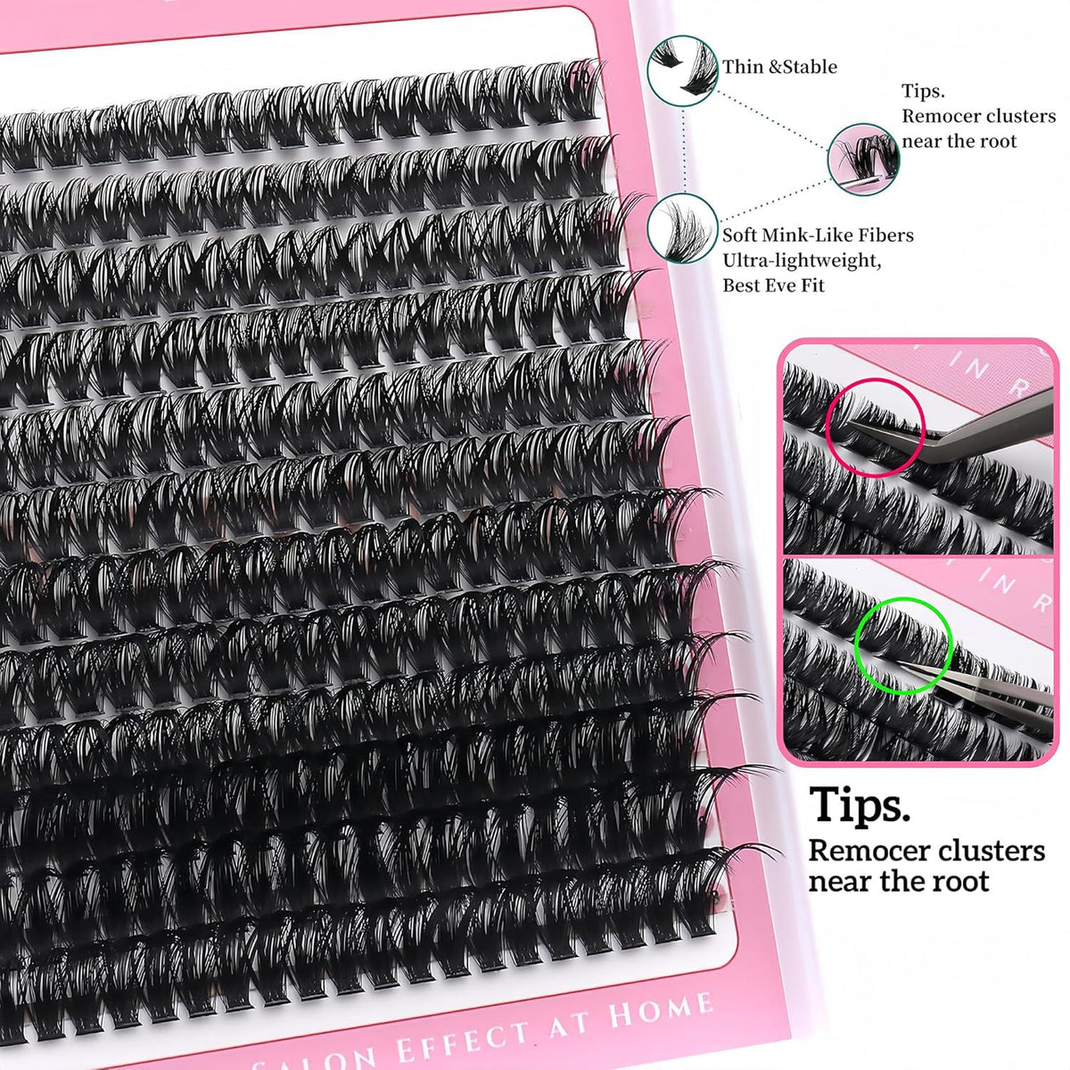 Close-up of YIDUO 40D cluster lashes in kit