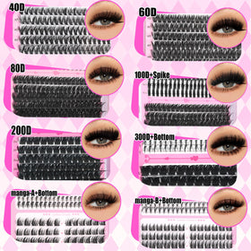 Close-up of YIDUO lash clusters in different sizes