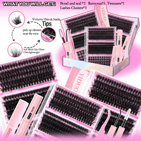 Close-up of YIDUO lash clusters in various styles